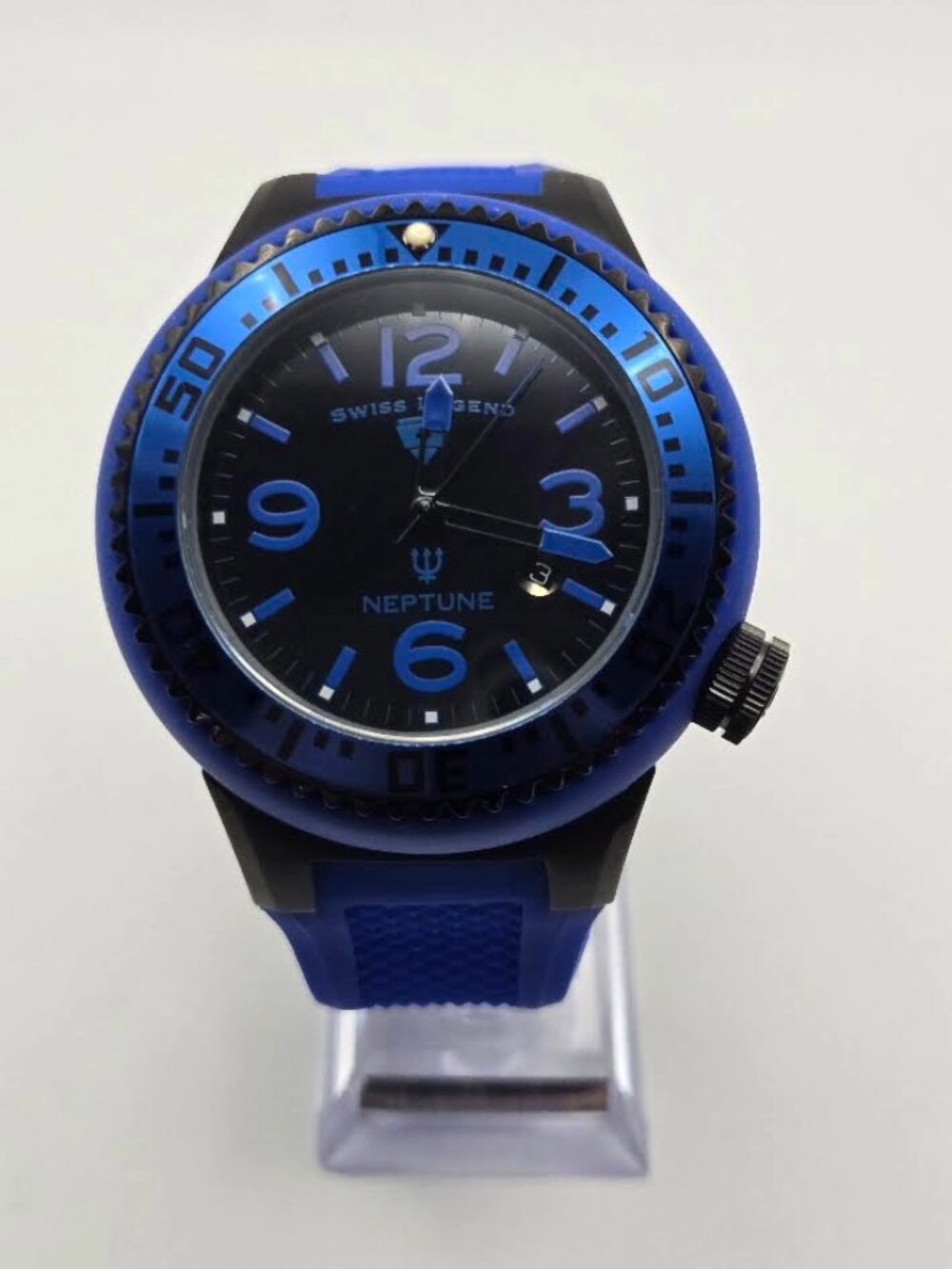 Swiss Legend Neptune 52mm & Blue & Black Bezel Watch New Battery NOS